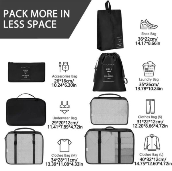 � منظمات الحقائب – 9 قطع (اللون الأسود فقط