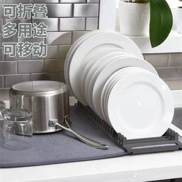 منشفة تجفيف مع حامل صحون قابل للطي – حل ذكي لتنظيم وتجفيف الأطباق