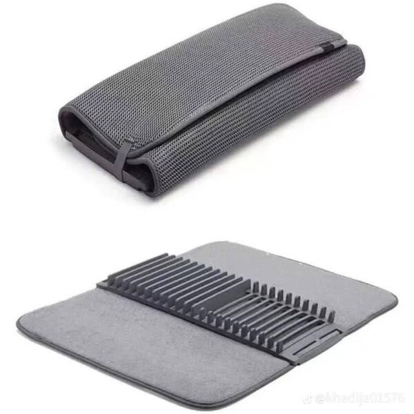 منشفة تجفيف مع حامل صحون قابل للطي – حل ذكي لتنظيم وتجفيف الأطباق